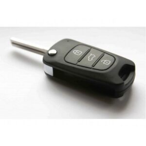 Juodos spalvos plastikinis "Kia" rakto korpusas su trimis mygtukais, suderinamas su modeliais "Seed", "SeedPro", "Picanto" ir "Sportage". Kompaktiškas ir patogus naudoti.