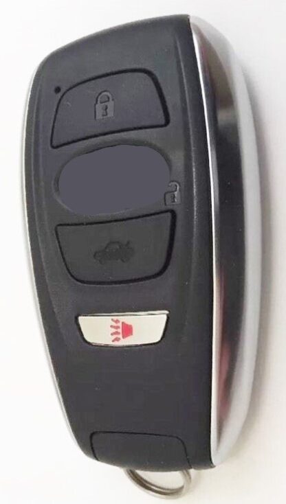 „Subaru“ belaidis išmanusis raktas baltame fone, skirtas transporto priemonės apsaugai ir nuotoliniam valdymui.