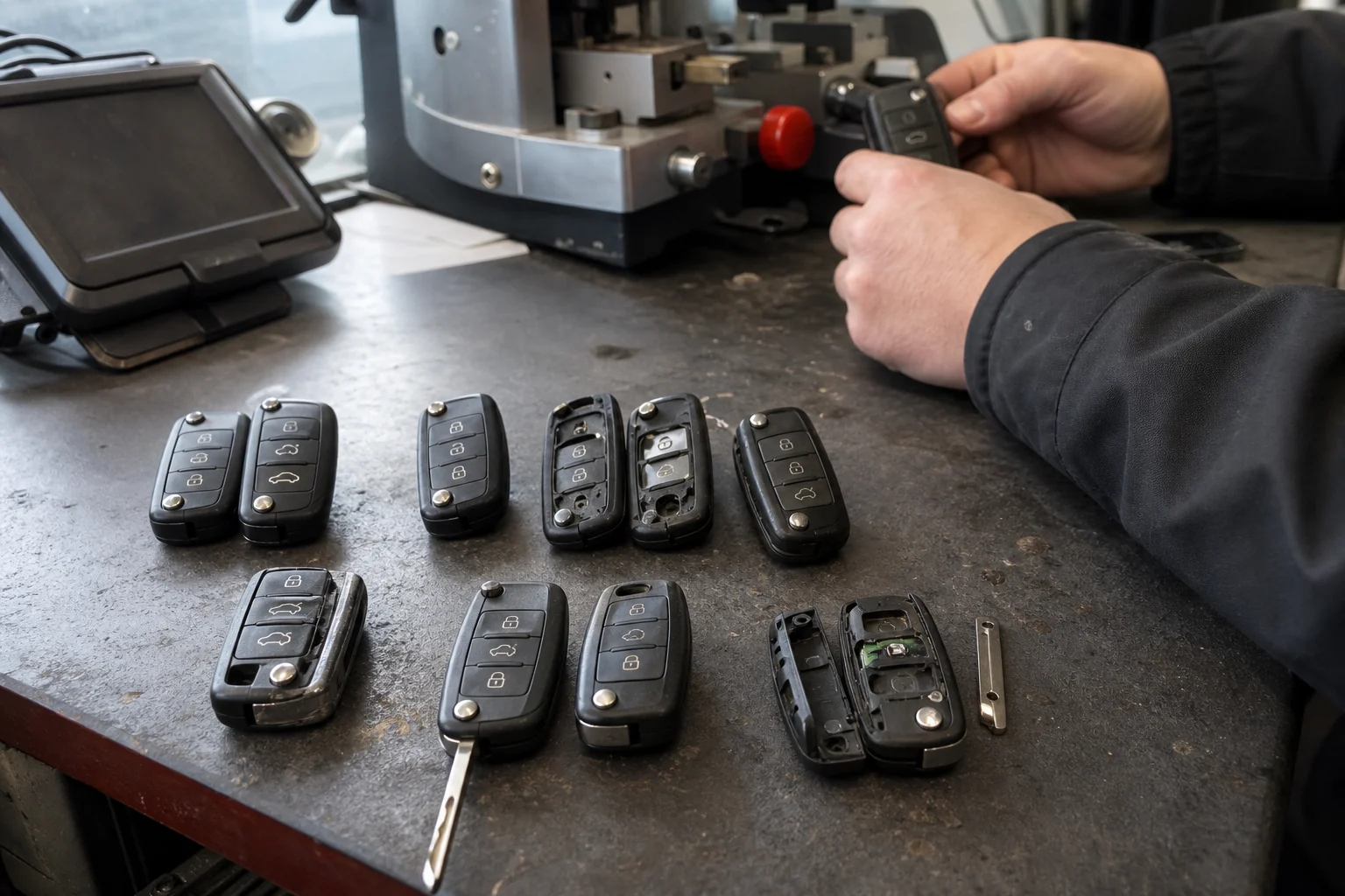 Sprendimo schema pagal automobilio rakto problemos požymį.